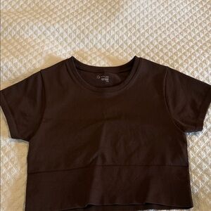 Teen Brown fitted cropped shirt